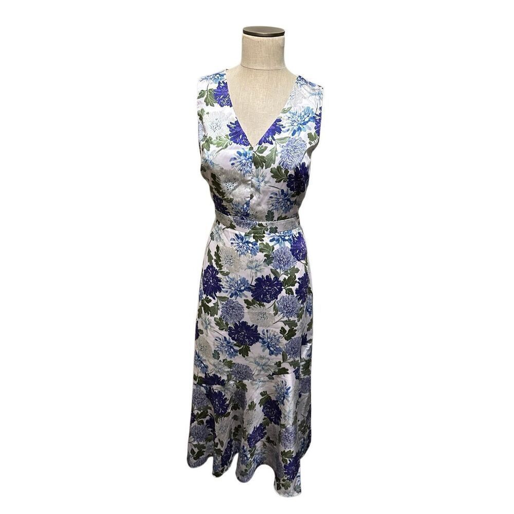 New Sam Edelman Womens Silky Floral Print Midi Dress Purple Mist Size Large
